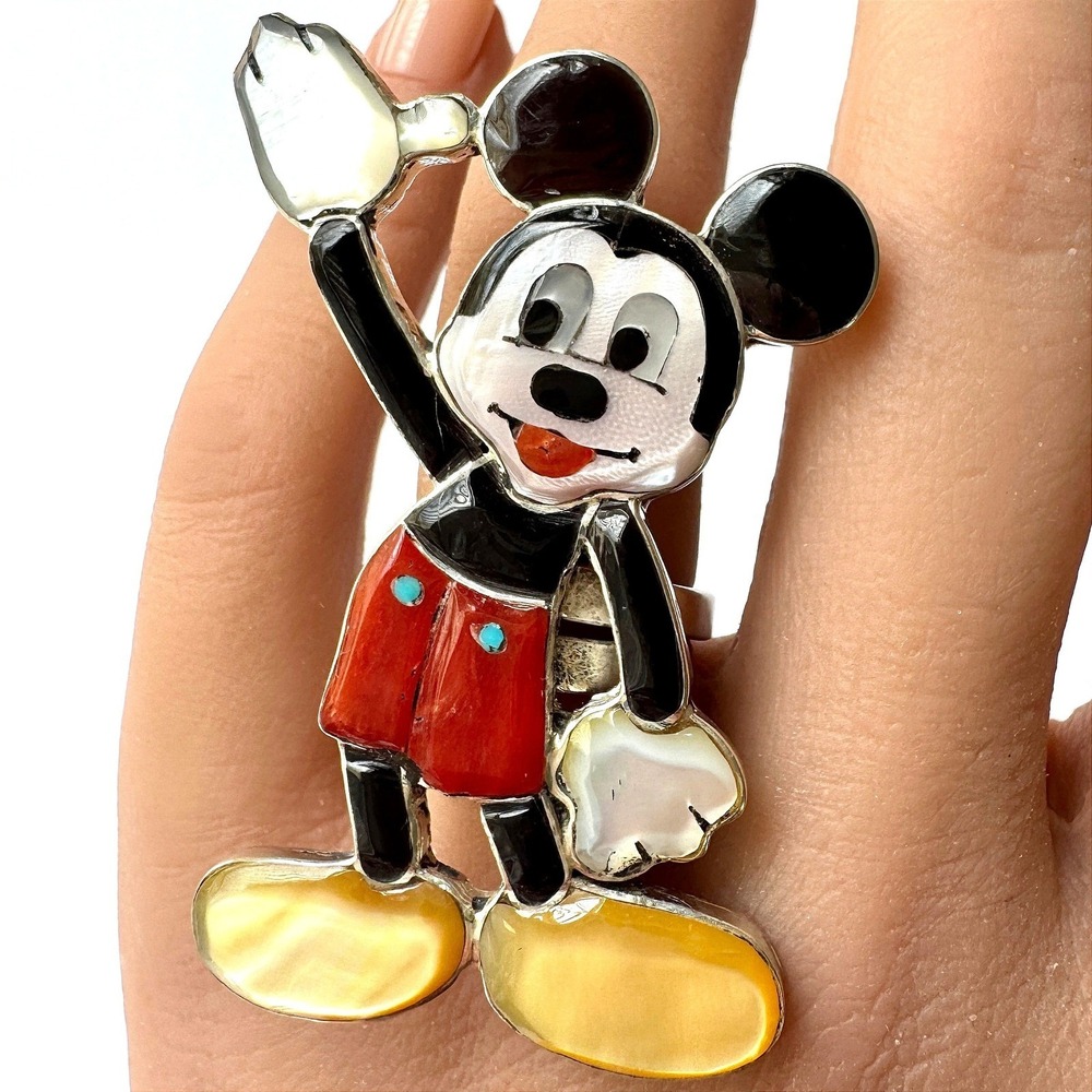 Zuni Toons Mickey Mouse Ring Sz 7 Disney Signed Don Dewa Native Amer Adjustable